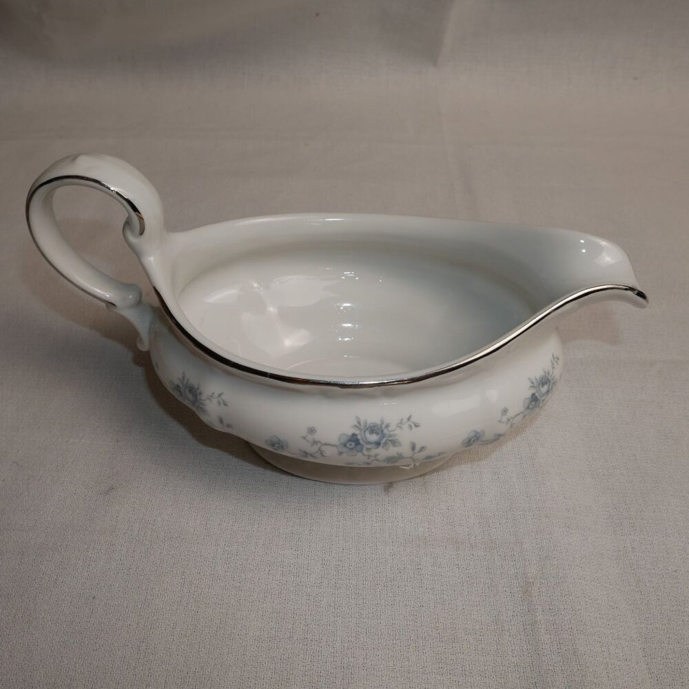 Bavaria Haviland Germany Floral Porcelain Gravy Boat With Silver Trim